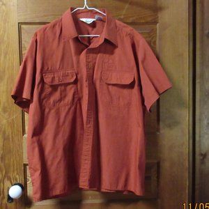 VTG Red  Haband Button Down Shirt Sz  XL w/ Zippered Pockets
